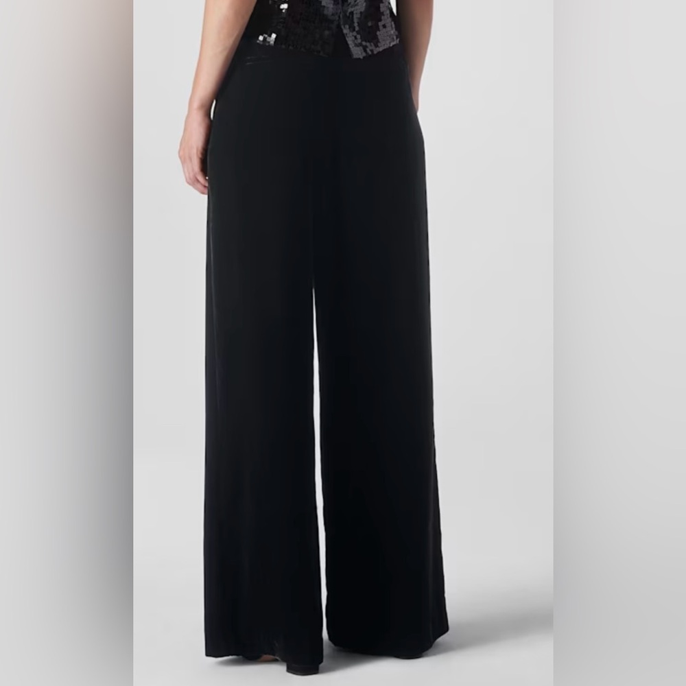 Vintage Wide Leg Black Velvet Trouser Pants Dana Buchman Size 8 - Picture 2 of 8